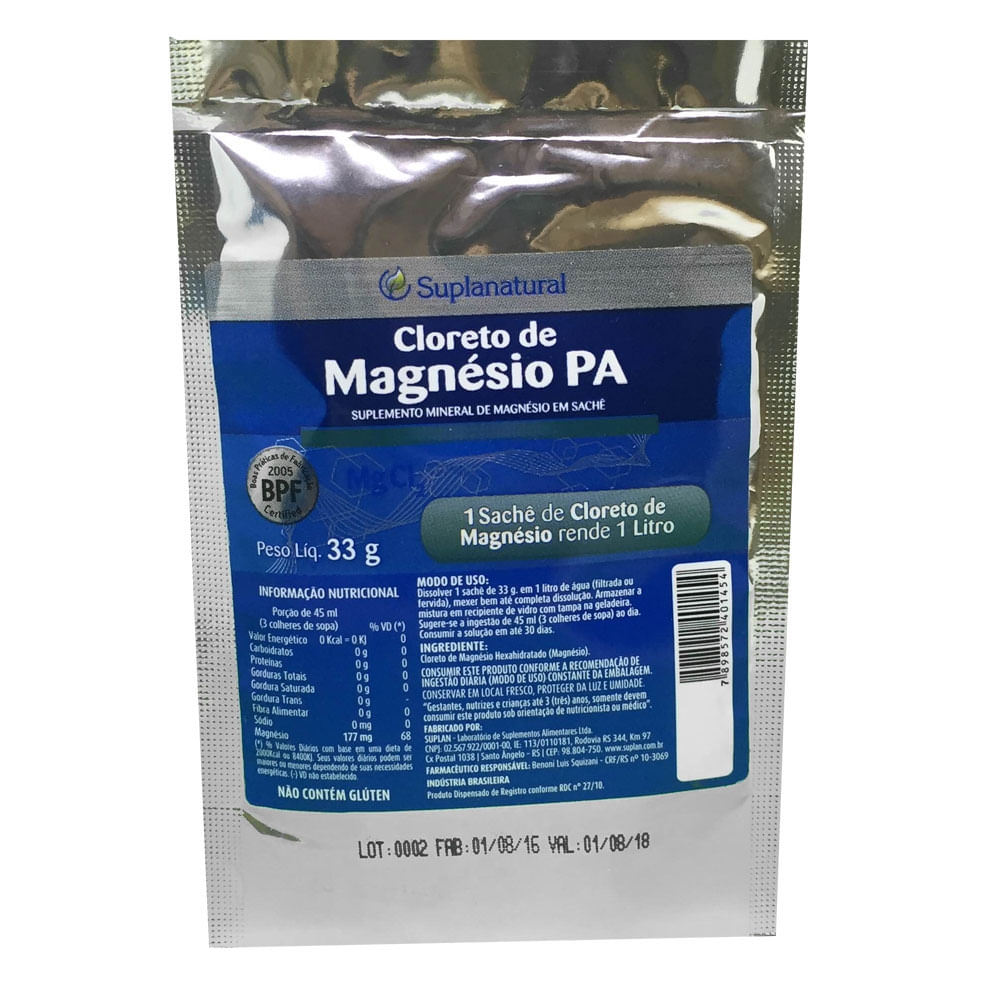 Cloreto de Magnésio PA Suplanatural - 1 Sachê 33g